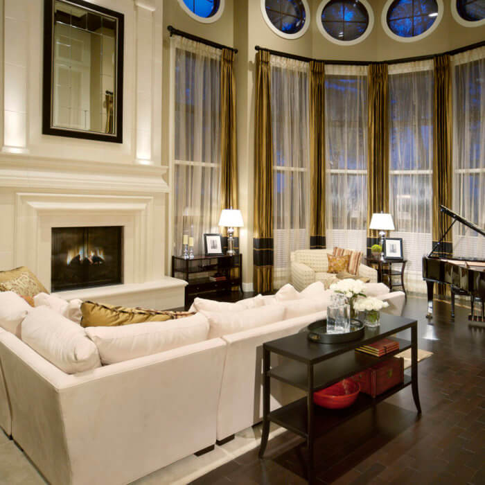 Private Residence Interior Design Living Room White Sofa Hardwood