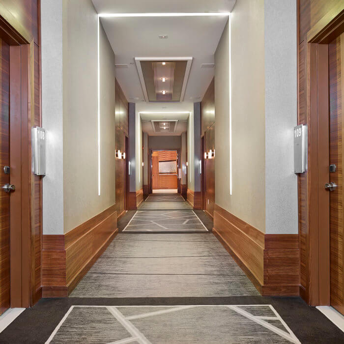 Radisson Calgary Airport Hotel Interior Design Conference Center Corridors